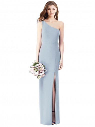 Stretch Crepe One Shoulder Sleeveless Trumpet Light Sky Blue Long Prom Dress Canada Factory