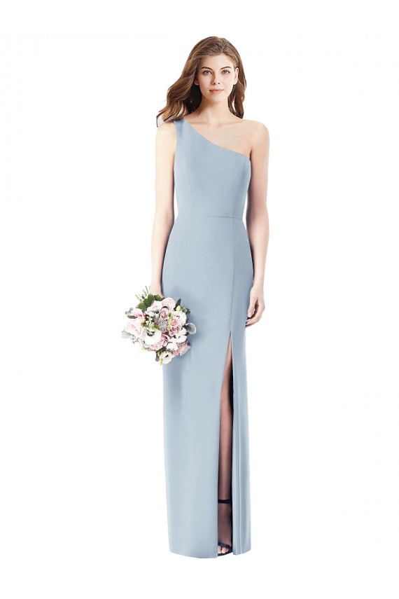 Stretch Crepe One Shoulder Sleeveless Trumpet Light Sky Blue Long Prom Dress Canada Factory