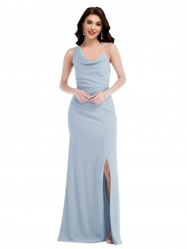 Stretch Crepe One Shoulder Trumpet Light Sky Blue Prom Dress Canada Factory