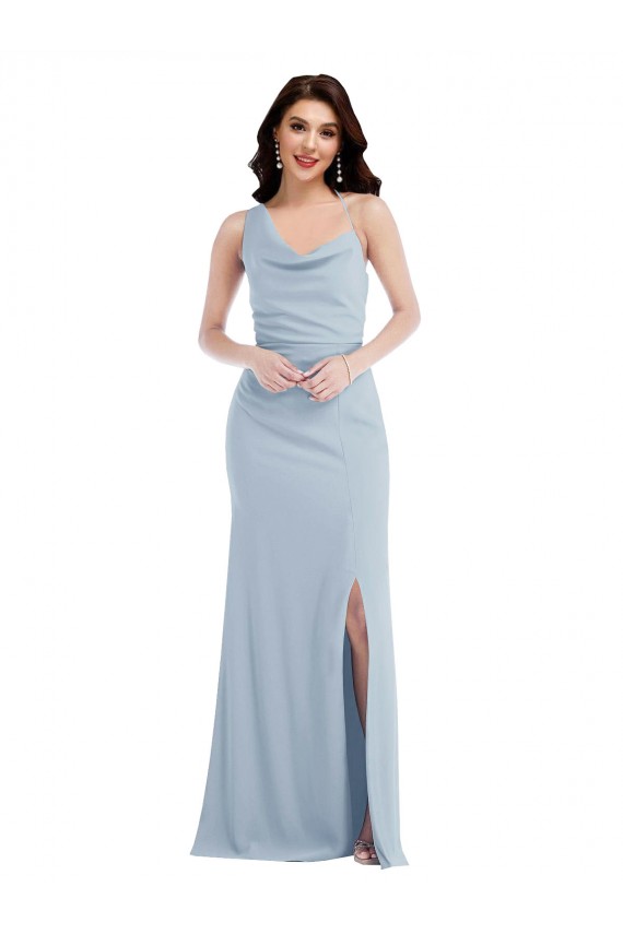 Stretch Crepe One Shoulder Trumpet Light Sky Blue Prom Dress Canada Factory