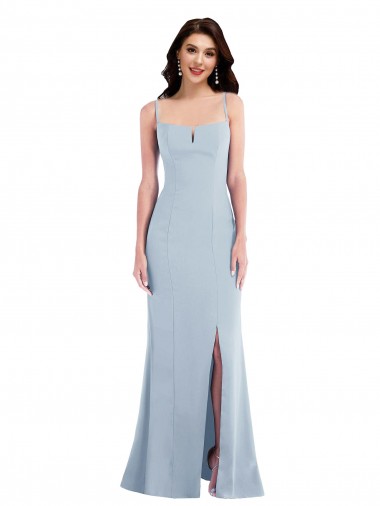 Stretch Crepe Spaghetti Straps Trumpet Light Sky Blue Prom Dress Canada Factory