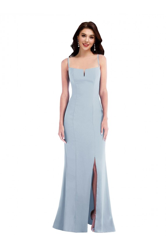 Stretch Crepe Spaghetti Straps Trumpet Light Sky Blue Prom Dress Canada Factory