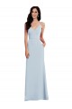 Stretch Crepe V-Neck V-Back Trumpet Light Sky Blue Long Prom Dress Canada Factory