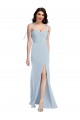 Stretch Crepe Strapless Low Back Trumpet Light Sky Blue Long Prom Dress Canada Factory