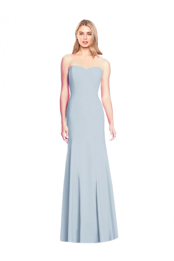 Stretch Crepe Sweetheart Sleeveless Trumpet Light Sky Blue Long Prom Dresses Canada Factory