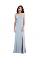 Stretch Crepe V-Neck Open Back Trumpet Light Sky Blue Prom Dress Canada Factory