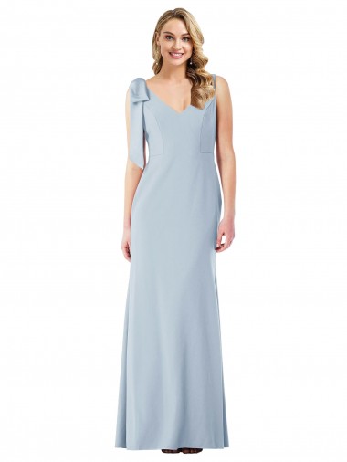 Stretch Crepe V-Neck V-Back Trumpet Light Sky Blue Prom Dress Canada Factory