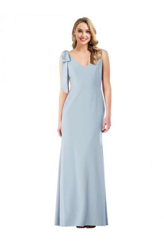 Stretch Crepe V-Neck V-Back Trumpet Light Sky Blue Prom Dress Canada Factory