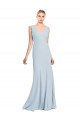 Stretch Crepe V-Neck Low Back Trumpet Light Sky Blue Prom Dress Canada Factory