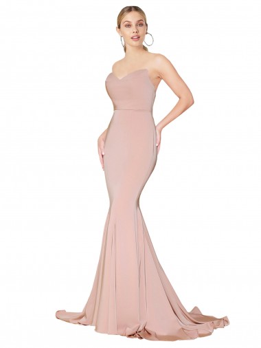 Stretch Crepe High Neck Low Back Mermaid Mauve Prom Dress Canada Factory