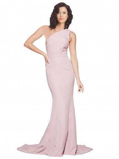 Stretch Crepe One Shoulder Sheath Mauve Prom Dress Canada Factory