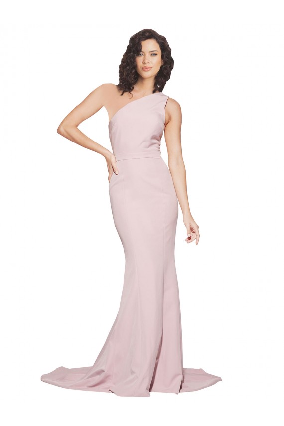 Stretch Crepe One Shoulder Sheath Mauve Prom Dress Canada Factory