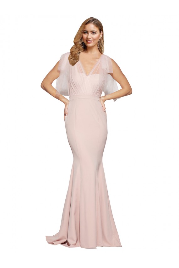 Stretch Crepe & Tulle Sweetheart Low Back Sheath Mauve Prom Dress Canada Factory