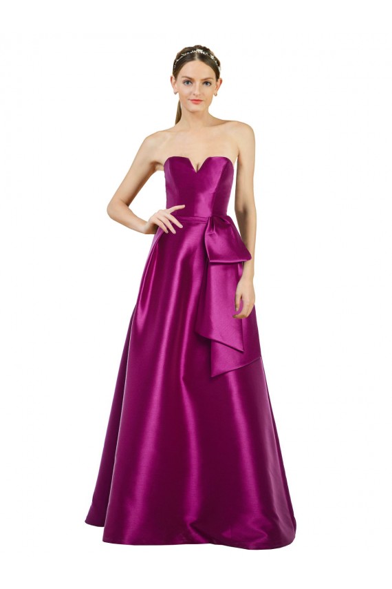 Satin V-Neck A-Line Merlot Prom Dress Canada Factory