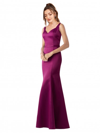 Satin Bateau Neck Open Back Sheath Merlot Black Tie Prom Dress Canada Factory