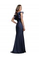 Stretch Crepe Bateau Neck Keyhole Back Mermaid Dark Navy Prom Dress Canada Factory