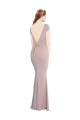 Stretch Crepe Boat Neck Tie Back Mermaid Dusty Pink Prom Dress Canada Factory