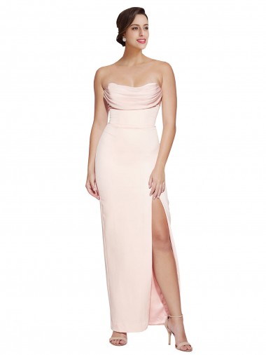 Stretch Satin Cowl Neck Low Back Mermaid Prom Dress Canada Factory