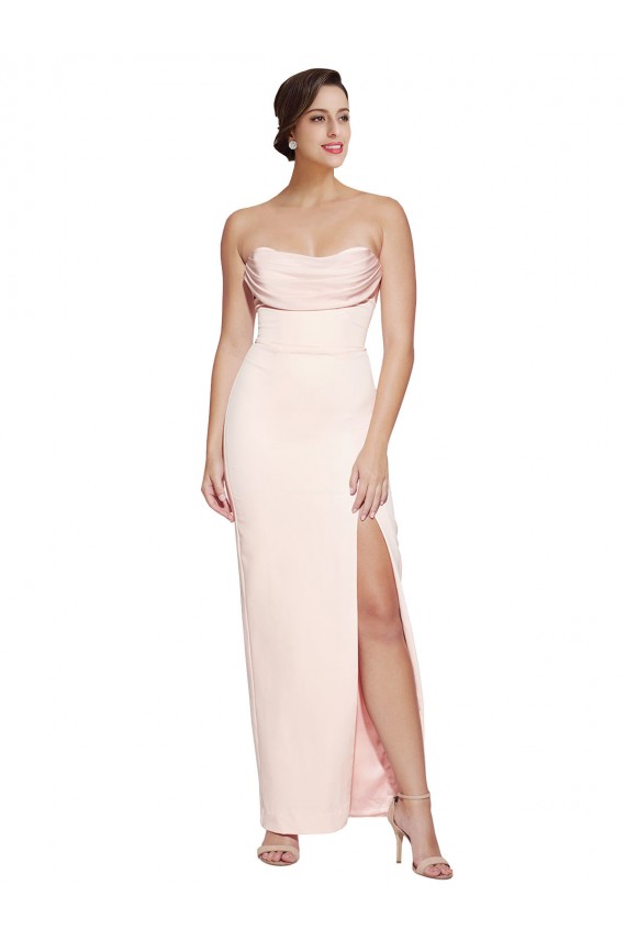 Stretch Satin Cowl Neck Low Back Mermaid Prom Dress Canada Factory