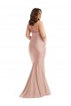 Silky Satin Halter Neck Open Back Mermaid Dusty Pink Plus Size Formal Prom Dress Canada Factory