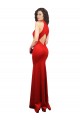 Stretch Satin Halter Neck Keyhole Back Mermaid Red Prom Dress Canada Factory