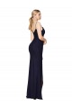 Soft Chiffon High Neck V-Back Mermaid Dark Navy Prom Dress Canada Factory