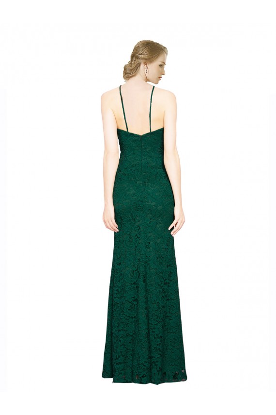 Lace High Neck Low Back Mermaid Dark Green Prom Dress Canada Factory