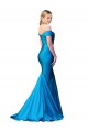 Satin High Neck Mermaid Peacock Blue Prom Dress Canada Factory