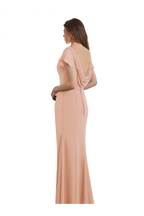 Soft Chiffon High Neck Low Back Mermaid Bliss Pink Prom Dress Canada Factory