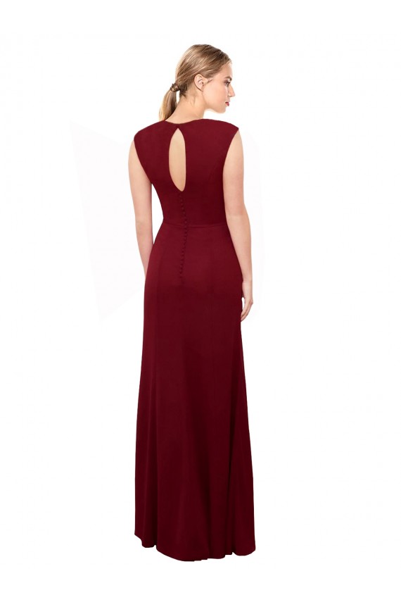 Soft Chiffon High Neck Keyhole Back Mermaid Burgundy Prom Dress Canada Factory