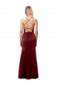 Stretch Crepe High Neck Open Back Mermaid Burgundy Gold Prom Dress Canada Factory