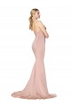 Stretch Crepe High Neck Low Back Mermaid Mauve Prom Dress Canada Factory