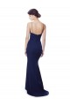 Stretch Crepe High Neck Open Back Mermaid Navy Blue Prom Dress Canada Factory
