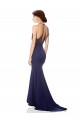 Stretch Crepe High Neck Mermaid Navy Blue Prom Dress Canada Factory