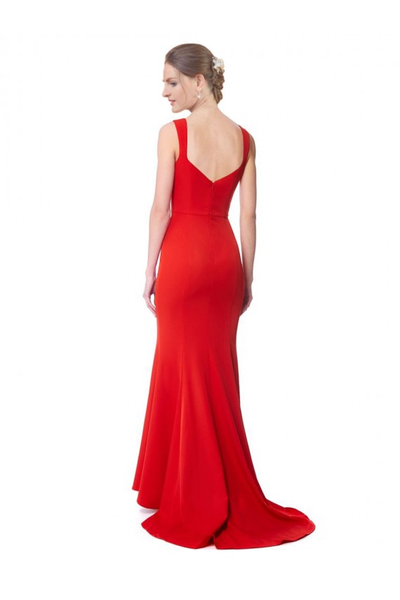 Stretch Crepe High Neck Mermaid Red Long Prom Dress Canada Factory