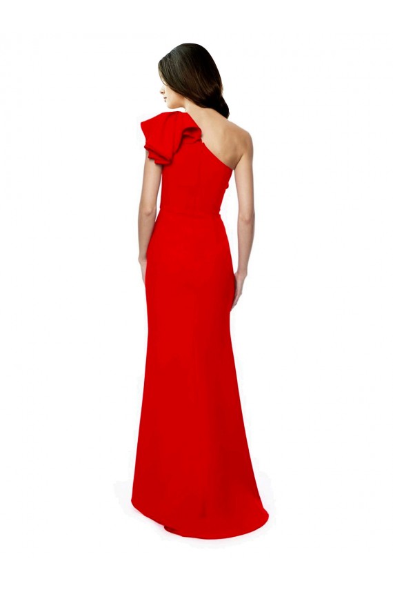 Stretch Crepe High Neck Sleeveless Mermaid Red Long Prom Dress Canada Factory