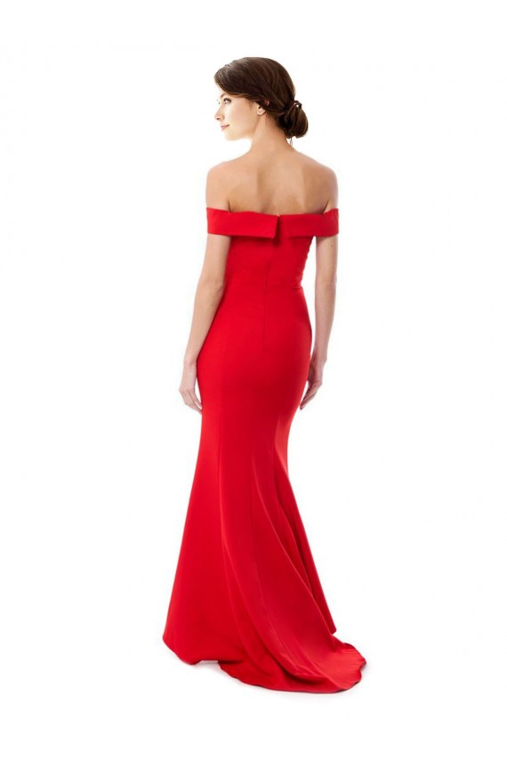 Stretch Crepe Off the Shoulder Sleeveless Mermaid Red Long Prom Dresses Canada Factory