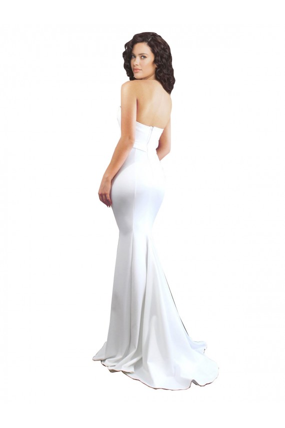 Stretch Crepe High Neck Low Back Mermaid White Prom Dress Canada Factory