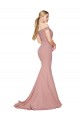 Stretch Crepe High Neck Mermaid Dusty Pink Sweep Train Prom Dress Canada Factory