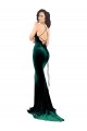 Stretch Velvet High Neck Open Back Mermaid Dark Green Prom Dress Canada Factory
