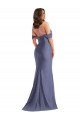 Silky Satin Off the Shoulder Low Back Mermaid French Blue Black Tie Plus Size Prom Dress Canada Factory
