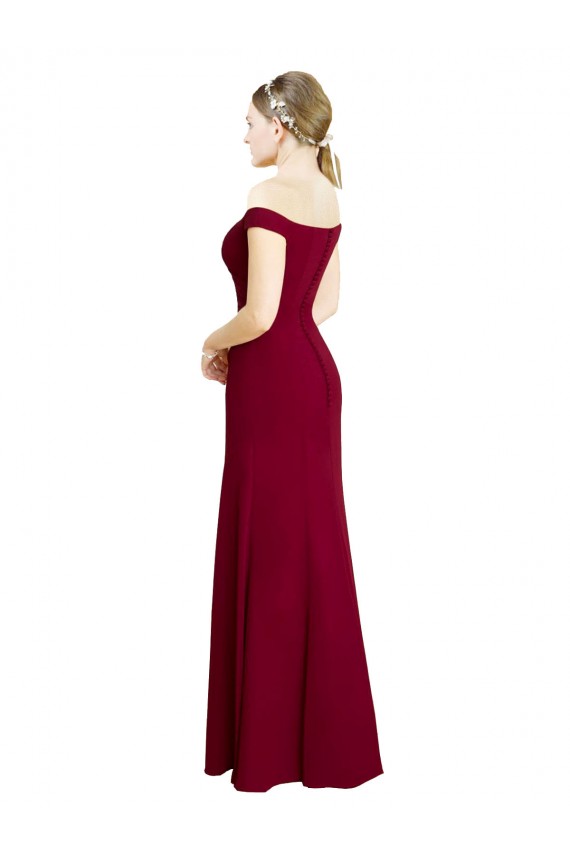 Soft Chiffon Off the Shoulder Mermaid Burgundy Black Tie Prom Dress Canada Factory