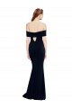Stretch Crepe Off the Shoulder Keyhole Back Mermaid Dark Navy Prom Dress Canada Factory