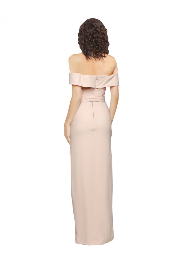 Stretch Crepe Off the Shoulder Low Back Mermaid Nude Prom Dress Canada Factory