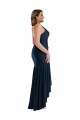 Silky Satin Spaghetti Straps Mermaid Dark Navy High Low Plus Size Prom Dress Canada Factory