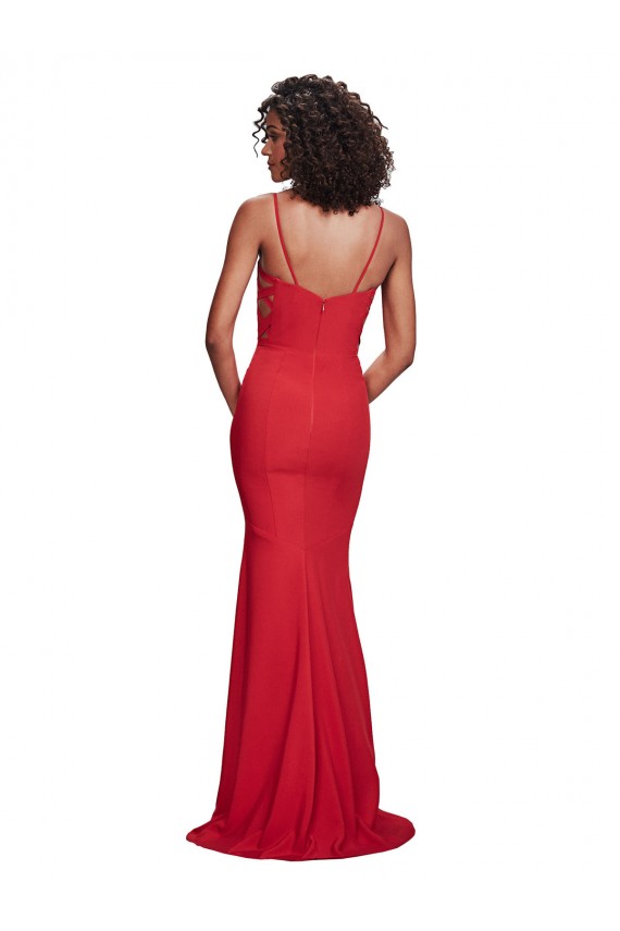 Stretch Crepe Spaghetti Straps Mermaid Red Prom Dress Canada Factory