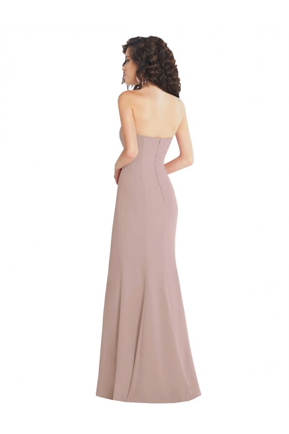 Stretch Crepe Strapless Mermaid Dusty Pink Prom Dress Canada Factory