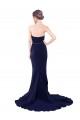 Stretch Crepe Strapless Sleeveless Mermaid Dark Navy Sweep Train Prom Dress Canada Factory
