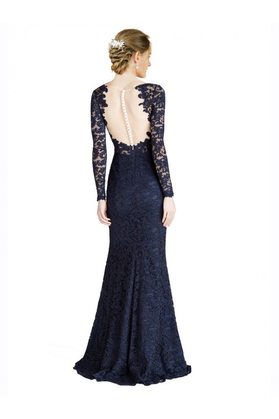 Lace Sweetheart Keyhole Back Mermaid Dark Navy Prom Dress Canada Factory