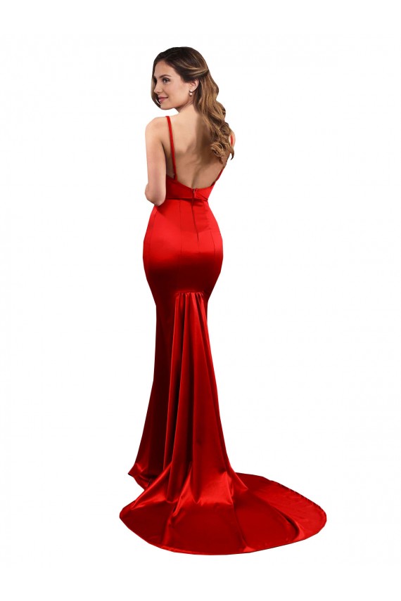 Stretch Satin Sweetheart Low Back Mermaid Red Long Prom Dress Canada Factory
